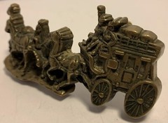 Vintage Belt Buckle, Western Themed, Wagon & Horses 1979 Baron, Heavy Brass.