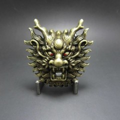 Bronze Plated Asian Chinese Dragon Head Pearl Metal Belt Buckle