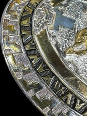 Vintage Crumrine Western Rodeo Team Roping Oval Belt Buckle Heavy Silver Bronze