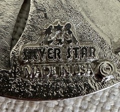 Silver Star The Original Spinner Wheel Belt Buckle 3.5&Prime; Diameter Made in USA