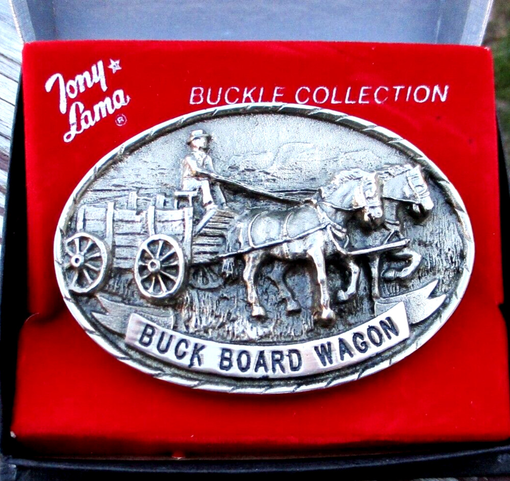 TONY LAMA Buck Board Wagon Wheel Series Belt Buckle FIRST Edition Limited horse