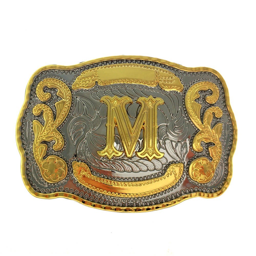 INITIAL (M) BELT BUCKLE LETTER COWBOY WESTERN RODEO TEXAS STAR HUGE BIG MEN USA