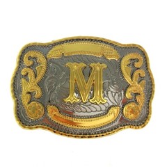 INITIAL (M) BELT BUCKLE LETTER COWBOY WESTERN RODEO TEXAS STAR HUGE BIG MEN USA