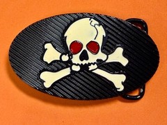 Creepy Red Eyes Skull Crossbones Halloween Gothic Punk Vibe Enameled Belt Buckle