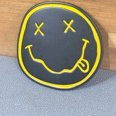 Nirvana Smiley Face Belt Buckle 2007 Black Yellow Licensed 3&Prime; Rock Band