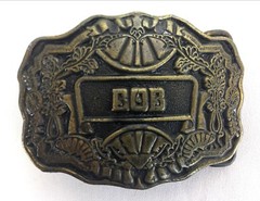 Oden Belt Buckle Vintage Personalized Bob Brass Color Raised Designed