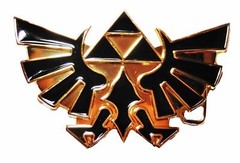 The Legend of Zelda Triforce Wing Crest Logo Goldtone Enamel Metal Belt Buckle