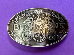 Buchanan&rsquo;s ScottishTop Shelf Whiskey promo Clarior Hinc Spiritus Belt Buckle