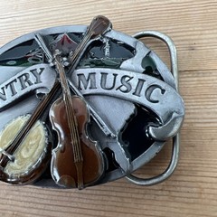 VTG Siskiyou Country Music Western Cowboy Cowgirl Musician Metal Belt Buckle