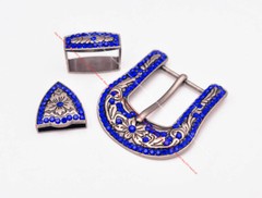 Antique Silver Crystal Western Cowboy Floral Belt Buckle Set Fit 30MM Strap