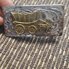 Chambers Belt Co. Men’s Western Wagon Horse Embossed Buckle Silver/Gold 1in
