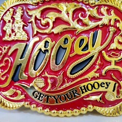Western belt buckle 3.5 X 4 inches gold red for 2&Prime; belt zinc alloy bling