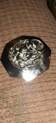VINTAGE CHROME COLOR OLD SOLID LION&rsquo;S HEAD DOOR KNOCKER STYLE BUCKLE BELT