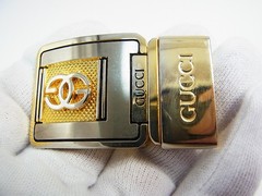 Vintage Cartier 2C & Gucci GG Men&rsquo;s Unisex Clothing Belt Buckle 2pcs set