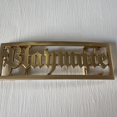 Gold Tone PLAYMATE Belt Buckle Metal Spellout rectangle( fits 1.5&Prime; w/belt)