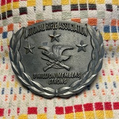Vintage NRA 3 Million Members Strong Belt Buckle Silver.