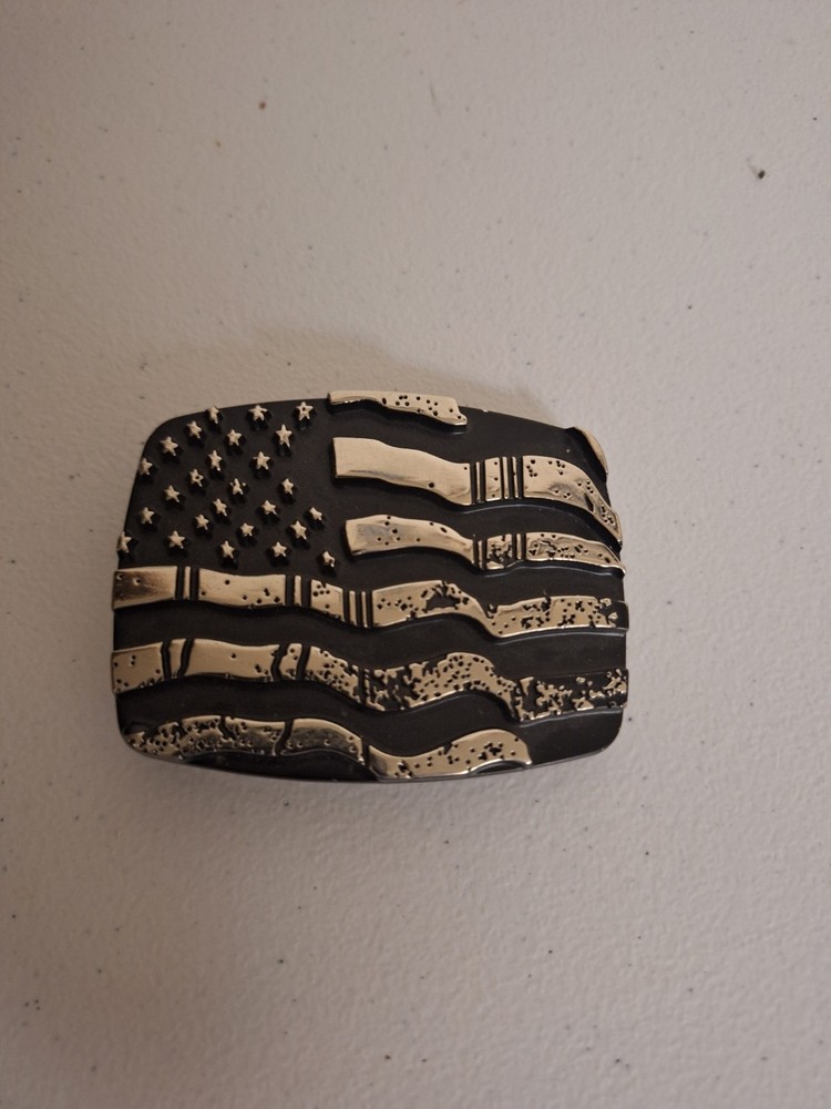 United States American Flag Engraved Patriotic – #6386 Chrome Brand Belt Buckle
