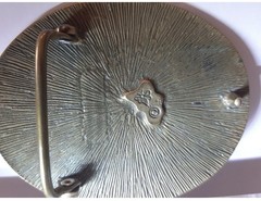 VINTAGE- BRASS ?TURQUOISE INLAY UNICORN BELT BUCKLE/RARE HALLMARK/GUCCi?/UNISEX