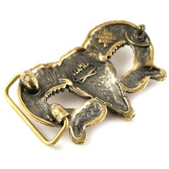 Ram Skull brass buckle, Bighorn wild west buckle, Mouflon tribal Trophy Skull