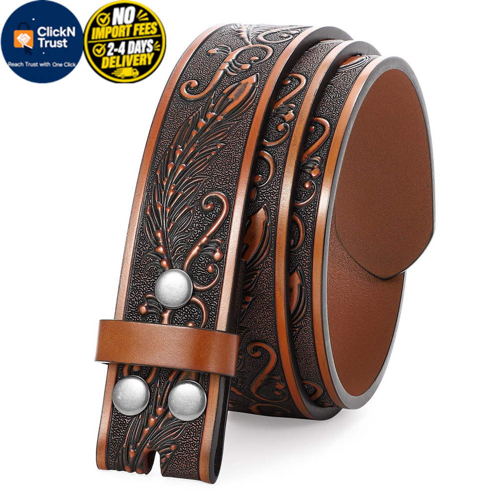 JASGOOD Western Leather Belt Strap for Fits waist size 31&Prime;-35&Prime;, C-dark Brown