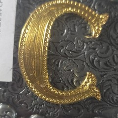 Western Floral Initial C Belt Buckle Silver/Gold Rectangular Metal Fits 1.5&Prime;