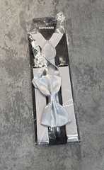 Champagne SILVER GREY Bow Tie & Matching Suspender Tuxedo Wedding Party