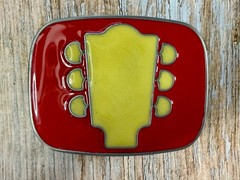 Guitar Tuning Keys And Head Stack – Cream & Red Colored Musicians Belt Buckle