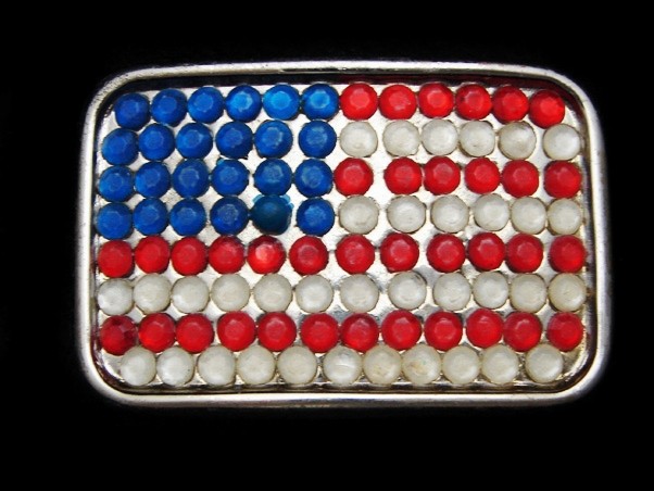 LH05148 COOL ***UNITED STATES FLAG MADE OF CRYSTALS*** PATRIOTIC BELT BUCKLE