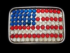 LH05148 COOL ***UNITED STATES FLAG MADE OF CRYSTALS*** PATRIOTIC BELT BUCKLE