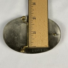 Vintage Style Initial O Belt Buckle Gold Tone Brown Enamel Monogram