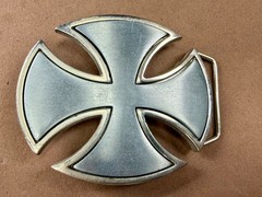 Maltese Celtic Iron Cross Gothic Punk Biker Vibe Cutout Silver Color Belt Buckle