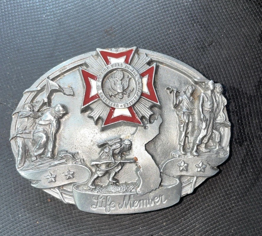 VFW Life Member Belt Buckle 1987 Siskiyou Buckle Co B71 Williams OR USA Vintage
