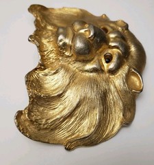 CHRISTOPHER ROSS LION HEAD 1984 GLASS EYES BUCKLE & RED BELT 24kt GOLD PLATED