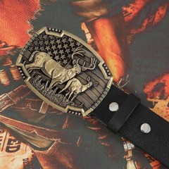 American Flag Bull Western Cowboy, Cowgirl Belt Buckle Antique Bronze Tone