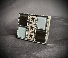 Handmade Military Star Glass Tile Belt Buckle OOAK Darren McNeese Gothic