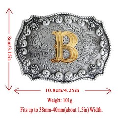 Men&rsquo;s Belt Buckles, English Letter in 3D, Western Style, CowboyAlphabe…