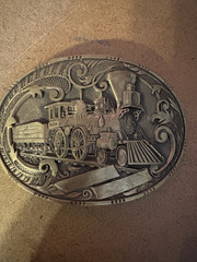 Vintage Solid Brass Steam Locomotive Train Belt Buckle Award Design Medals USA