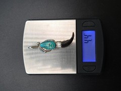 Vintage Signed SON OF BEAR Navajo Silver Turquoise, & Faux Bear Claw Pendant