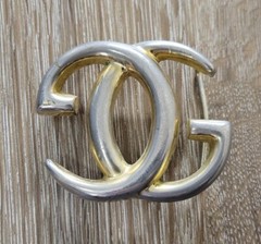 Vintage Authentic Gucci Double GG Large Gold Tone Buckle Only 2.5&Prime; x 2&Prime; Italy
