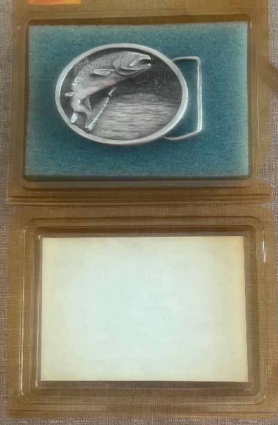 Vintage Siskiyou 1982 Rainbow Trout Belt Buckle Solid Metal Fishing ~ Neber Worn