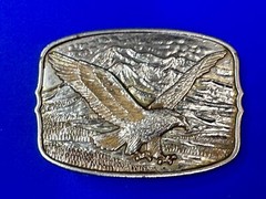 Patriotic Majestic American Bald Eagle Flying High Vintage Numbered Belt Buckle