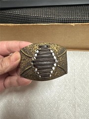 Vintage Unique Brass and Leather Belt Buckle