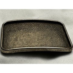Textured Nugget Rectangle Belt Buckle Antiqued Silver Tone Western Style
