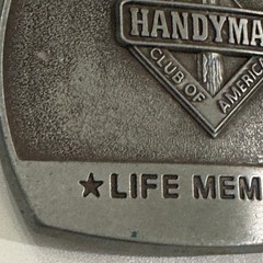 Handyman Club of America Life Member Belt Buckle Vintage 1996 Pewter Finish