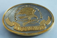 North American Hunting Club Belt Buckle – Wings Of Gold – 24K Gold/Rhodium BOX