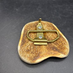 Elk Antler Belt Buckle Hand Carved And Painted With Solid Brass Hardware