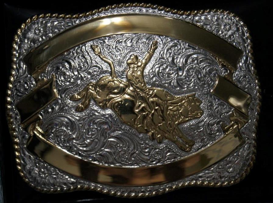 Crumrine Western Ribbon BULL RIDER Belt Buckle C04654