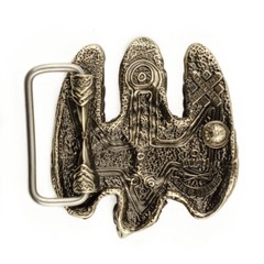 German silver belt buckle Fighting Falcon, Hunting falcon sculptural belt buckle
