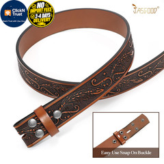 JASGOOD Western Leather Belt Strap for Fits waist size 31&Prime;-35&Prime;, C-dark Brown