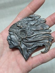 vintage 1970s belt buckle NATIVE AMERICAN southwestern INDIAN CHIEF brass